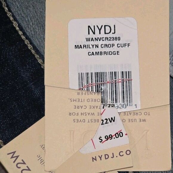 NWT NYDJ Marilyn Straight Crop Cuffed Jeans Size Cool Embrace Size 22 W - Picture 8 of 11
